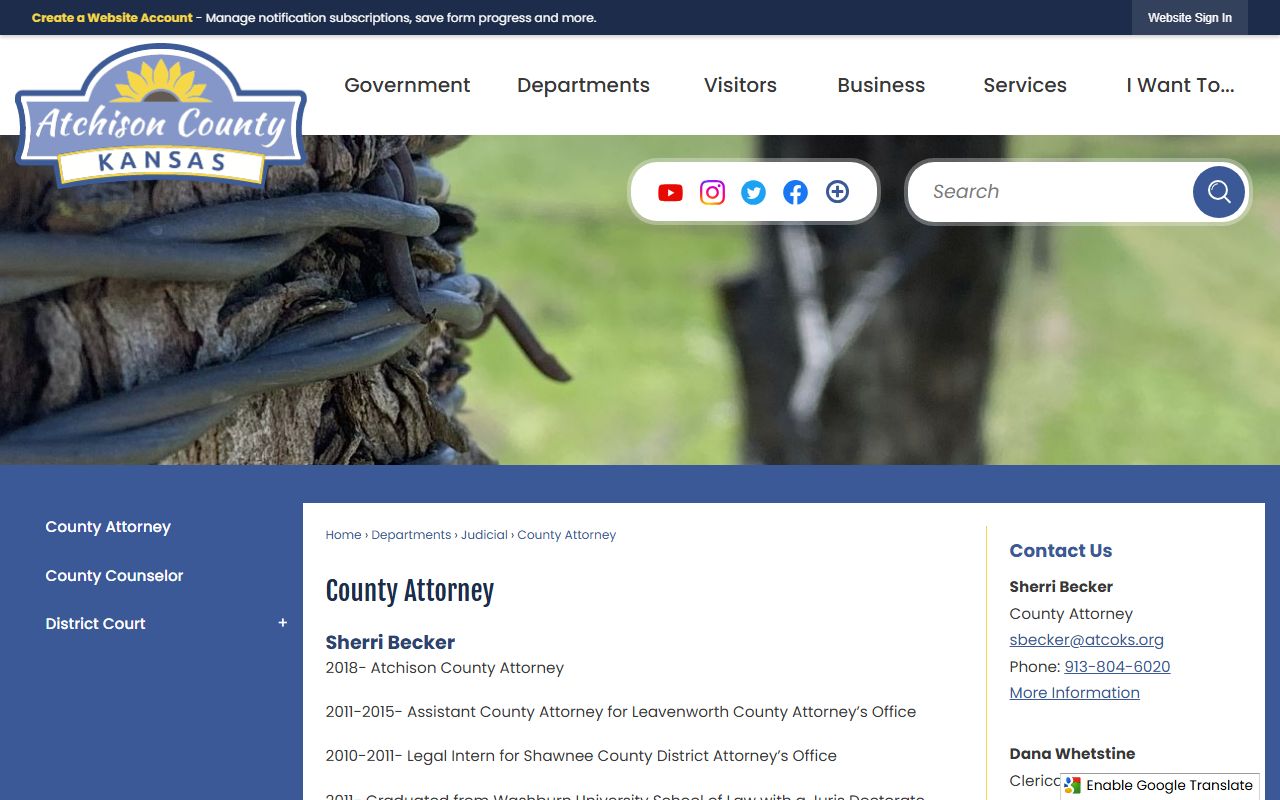 Atchison County court records after arrest County Attorney page
