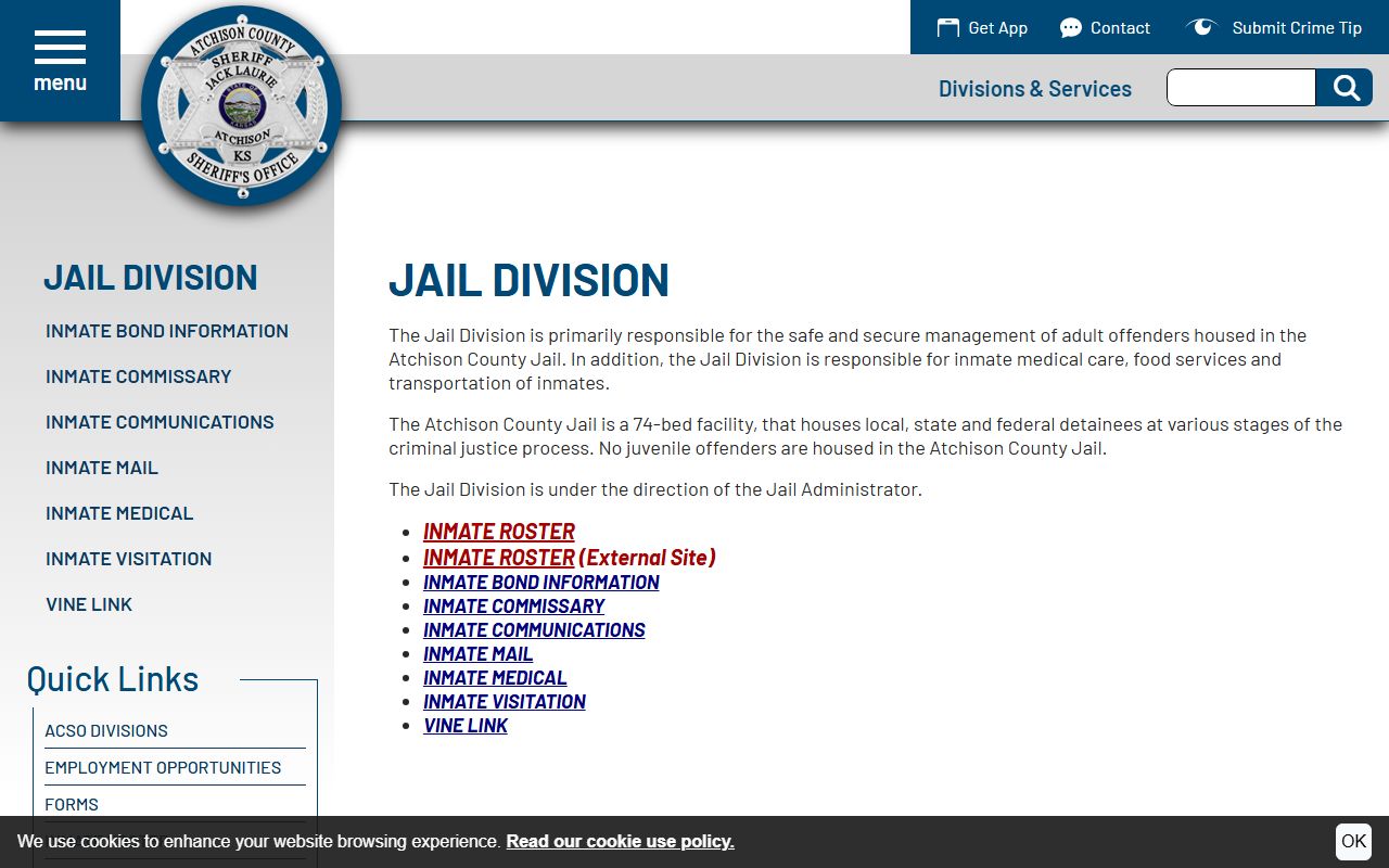 Atchison County Sheriff's Office Jail Division page